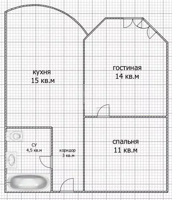 2-к кв. Оренбургская область, Оренбург ул. Чкалова, 51/1 (45.2 м) - Фото 1