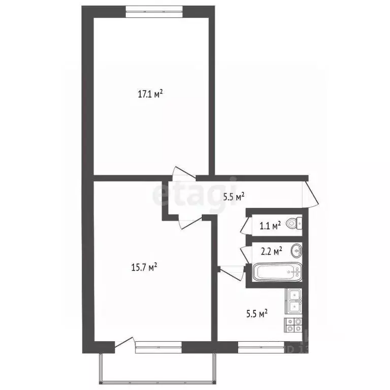 2-к кв. Ярославская область, Ярославский муниципальный округ, Лесная ... - Фото 1