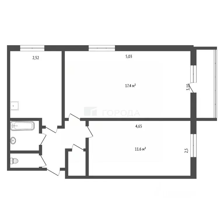 2-к кв. Кемеровская область, Новокузнецк Горьковская ул., 64 (44.3 м) - Фото 1
