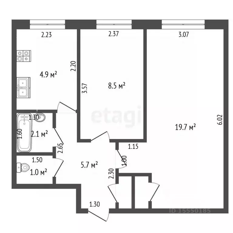 2-к кв. Самарская область, Самара ул. Стара-Загора, 143 (43.1 м) - Фото 2