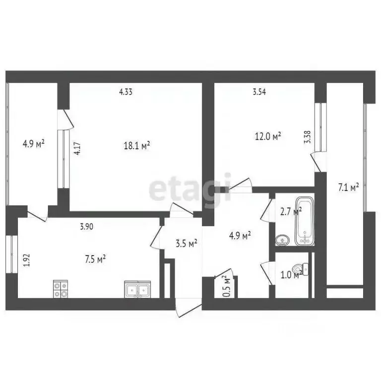 2-к кв. Севастополь просп. Генерала Острякова, 238 (51.0 м) - Фото 1