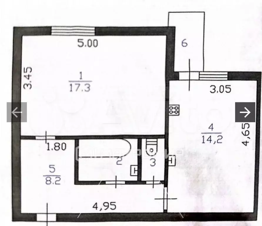 1-к. квартира, 43,5 м, 4/5 эт. - Фото 0