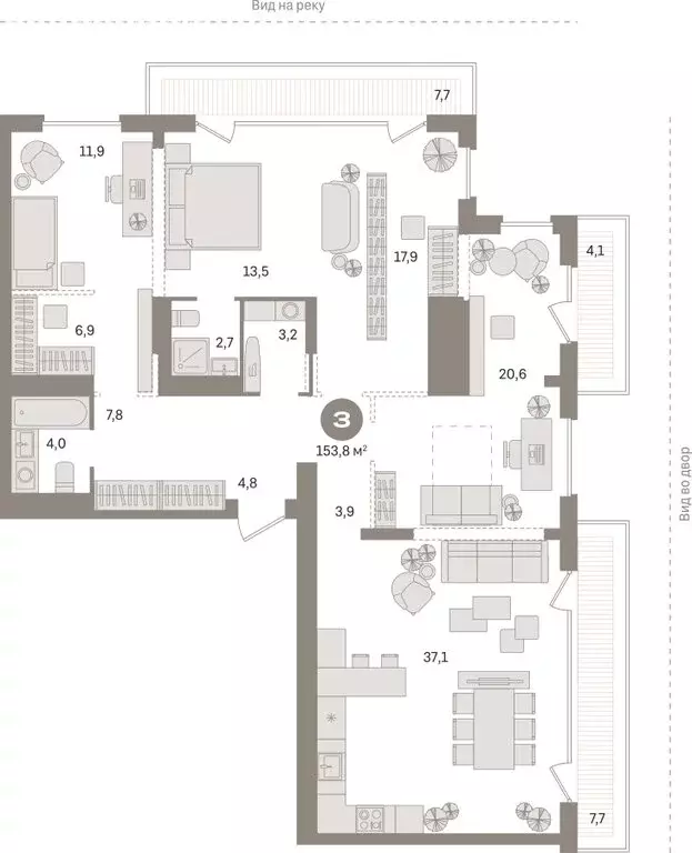3-комнатная квартира: Тюмень, Краснооктябрьская улица, 4к1 (153.8 м) - Фото 2