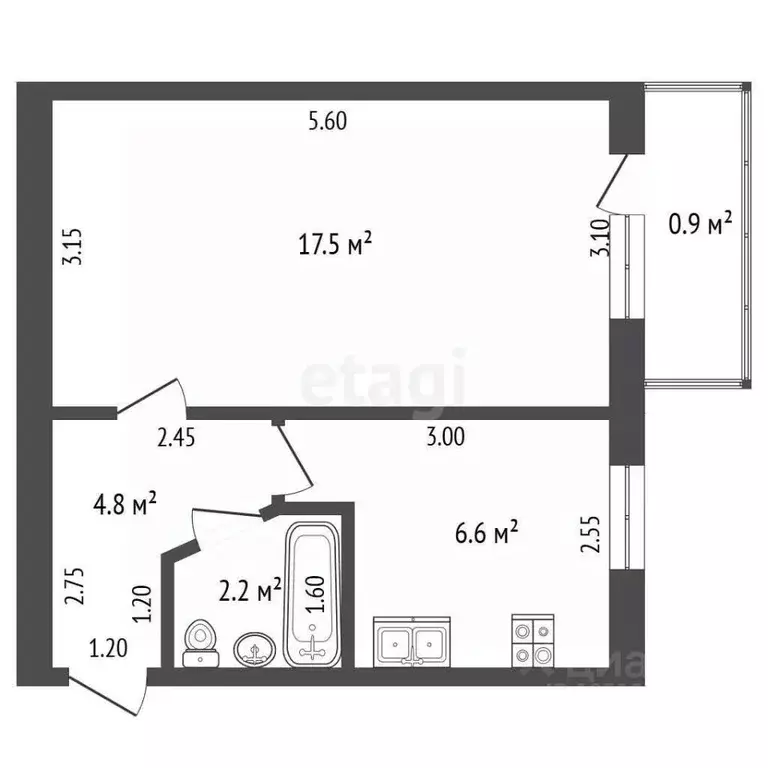 1-к кв. Крым, Феодосия ул. Крымская, 3 (31.7 м) - Фото 1