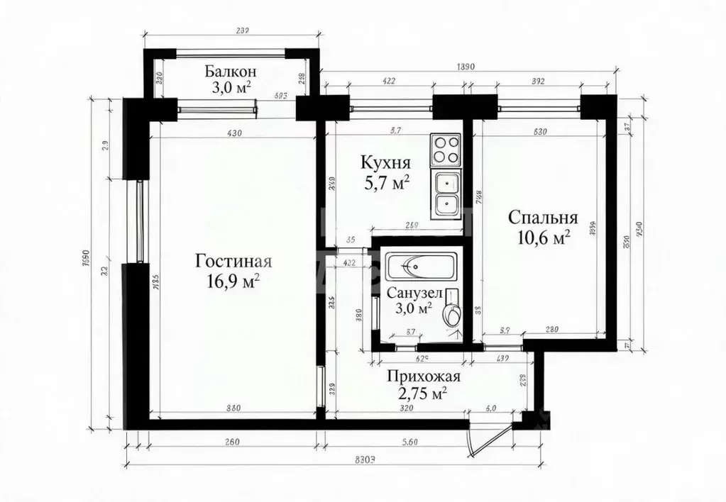 2-к кв. Башкортостан, Уфа Революционная ул., 82 (41.8 м) - Фото 2