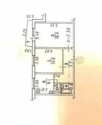 2-к кв. Омская область, Омск ул. Василия Маргелова, 393 (53.0 м) - Фото 2