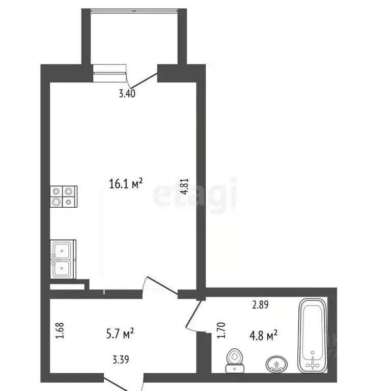 Студия Саха (Якутия), Якутск ул. Летчицы Веры Захаровой, 15/1 (26.7 м) - Фото 1