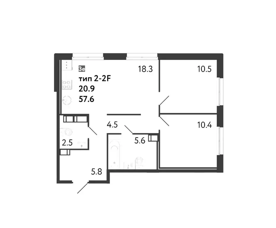 Продаётся 2-к квартира, 57.6 м - Фото 0