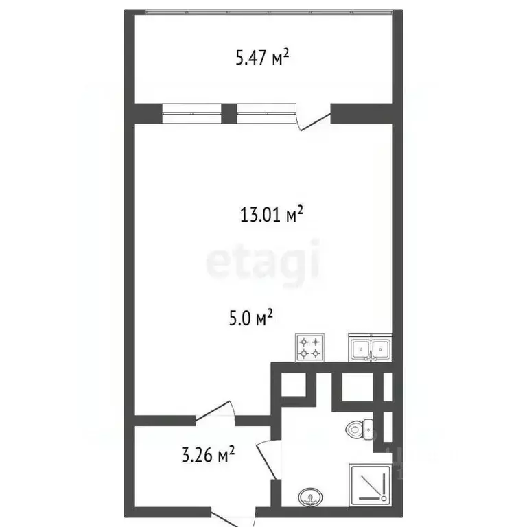 Студия Санкт-Петербург ул. Верхне-Каменская, 3к1 (24.7 м) - Фото 0