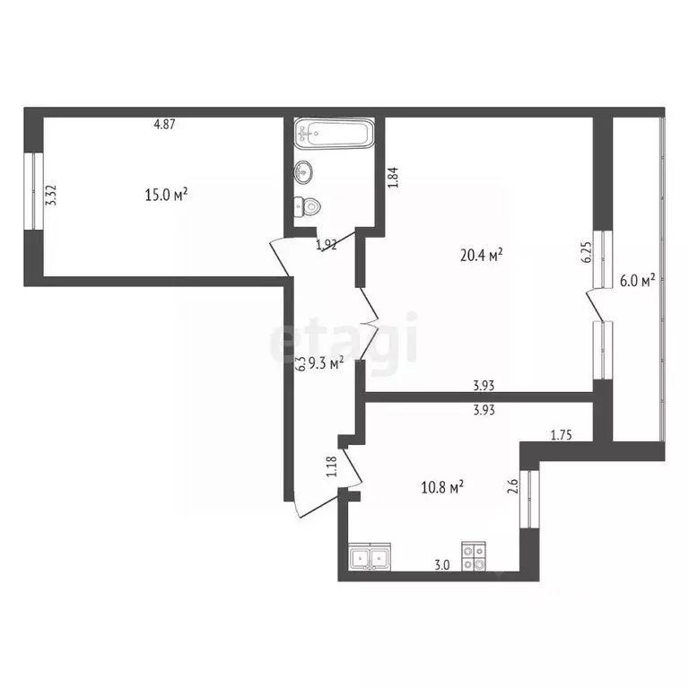 2-к кв. Тюменская область, Тюмень ул. Рационализаторов, 22/1 (65.9 м) - Фото 1