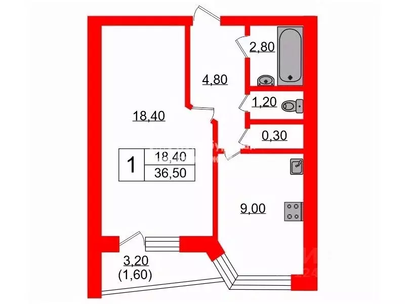 1-к кв. Санкт-Петербург ул. Демьяна Бедного, 8к1 (36.5 м) - Фото 1