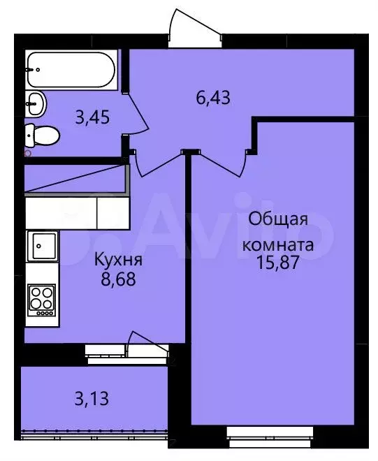 1-к. квартира, 36 м, 6/12 эт. - Фото 1