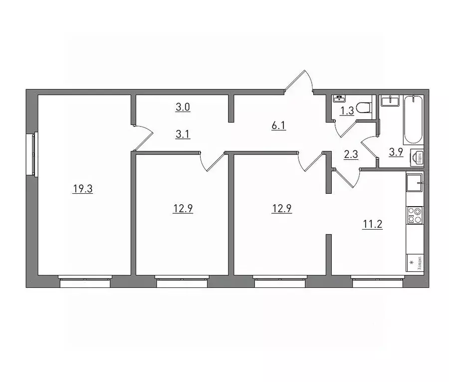 3-к кв. Кировская область, Киров ул. Чистопрудненская, 13А (76.0 м) - Фото 1