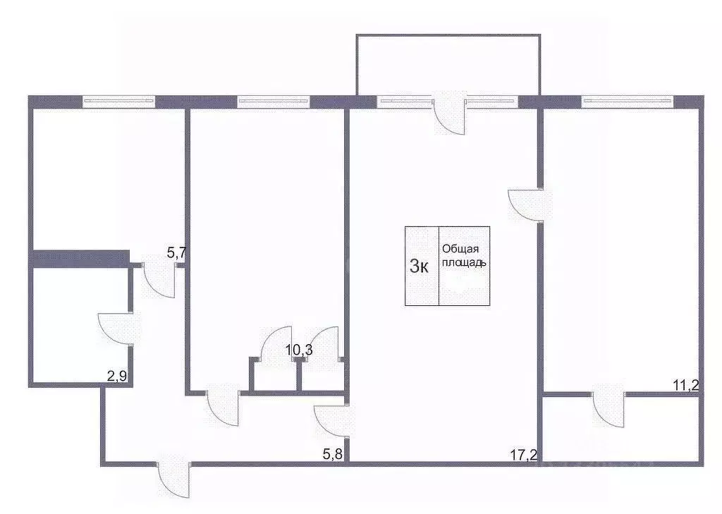 3-к кв. Кемеровская область, Кемерово просп. Ленина, 108 (60.0 м) - Фото 2