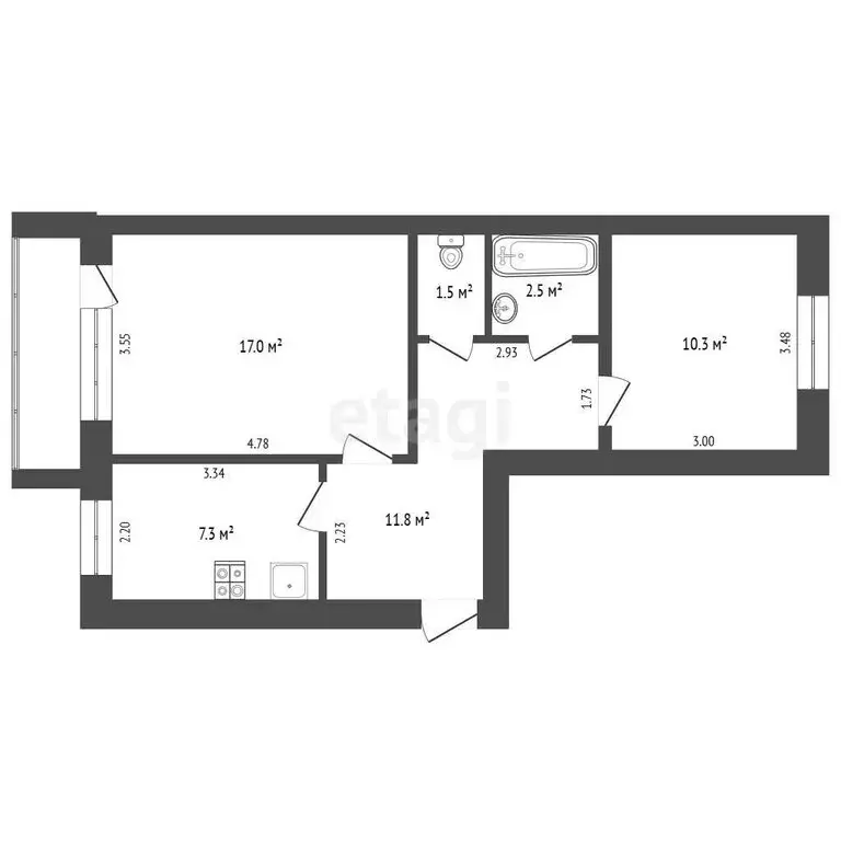 2-комнатная квартира: Республика Мордовия, рабочий поселок Чамзинка, ... - Фото 1