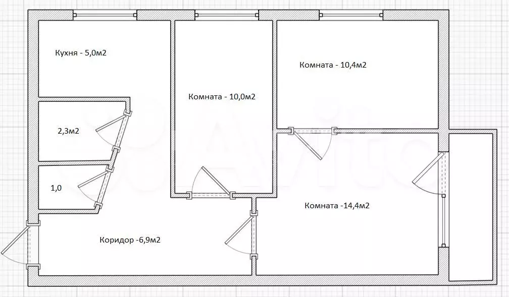 3-к. квартира, 50 м, 5/5 эт. - Фото 0