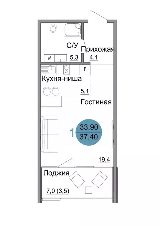 1-к кв. Крым, Керчь Белый город жилой комплекс (37.4 м) - Фото 0