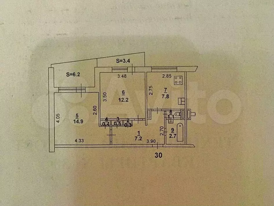 2-к. квартира, 52 м, 5/9 эт. - Фото 0