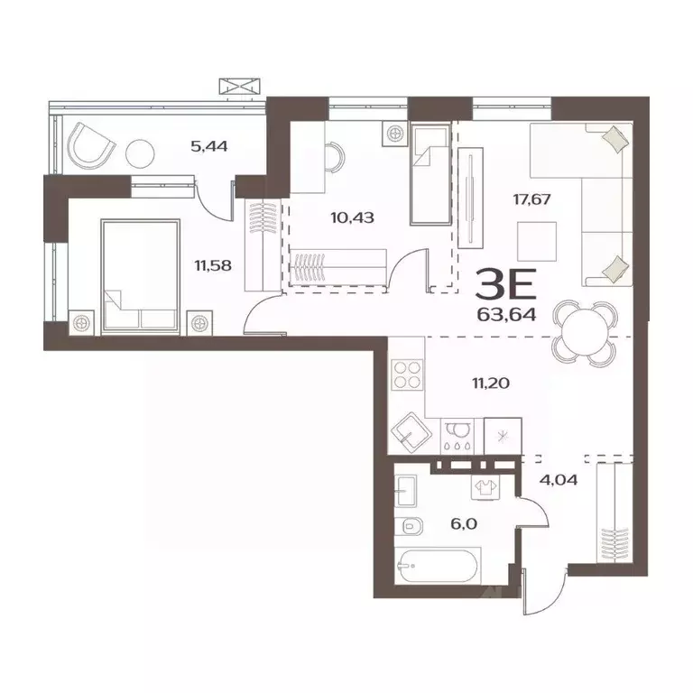 2-к кв. Приморский край, Владивосток ул. Слуцкого, 5А (63.64 м) - Фото 1