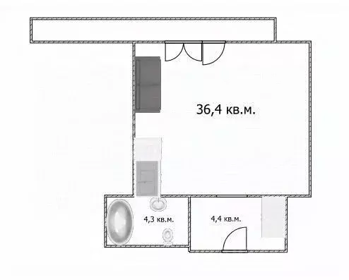 Студия Томская область, Томск Нечевский пер., 21/1 (36.4 м) - Фото 2