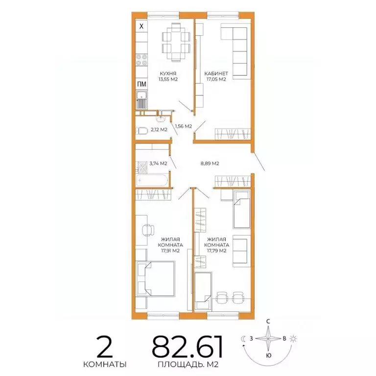 2-к кв. Пензенская область, Пенза ул. Яшиной, 14 (82.61 м) - Фото 1