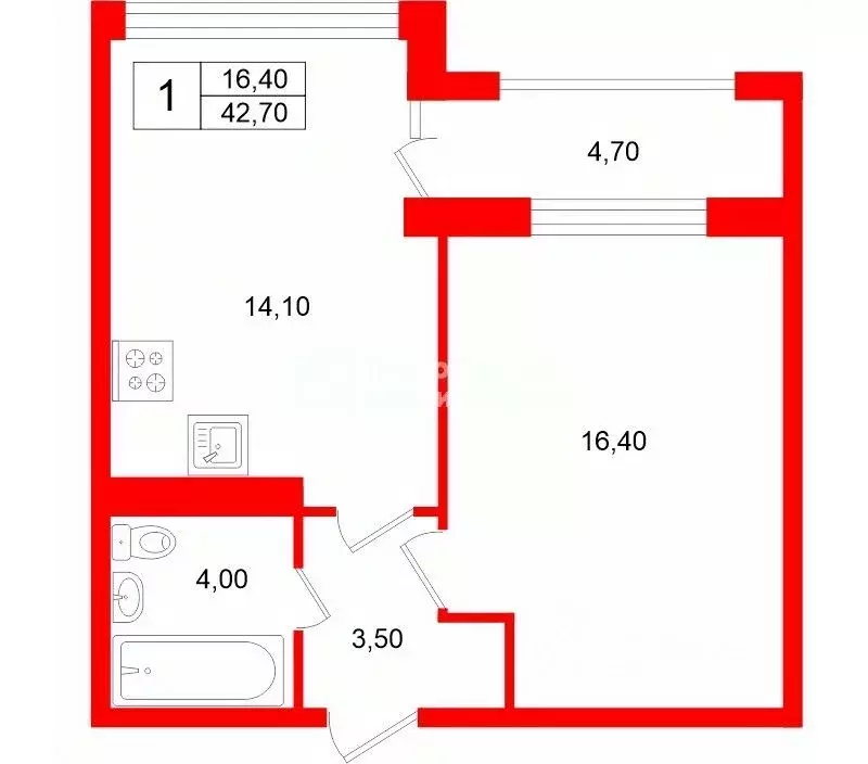1-к кв. Санкт-Петербург Московский просп., 183-185Б (42.7 м) - Фото 2