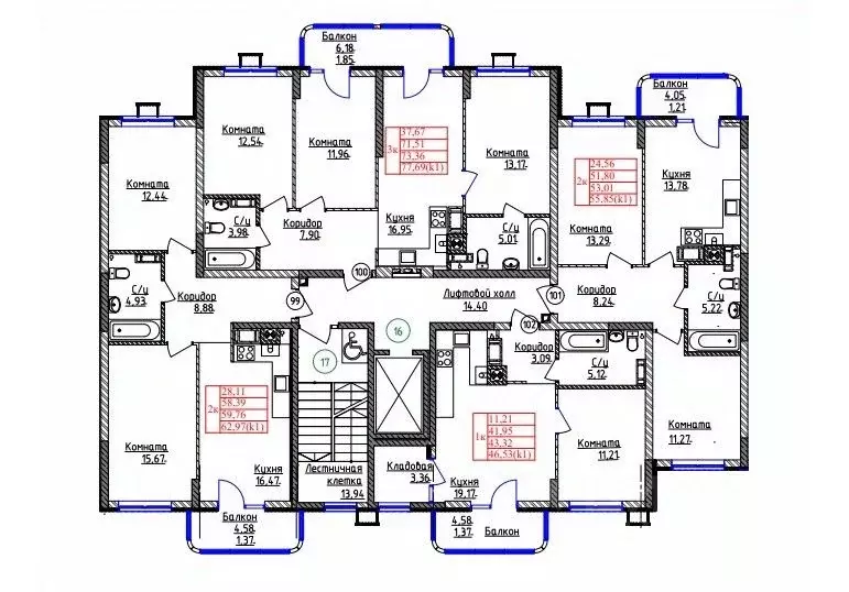 1-к кв. Калининградская область, Калининград ул. Дубовая Аллея (43.32 ... - Фото 2