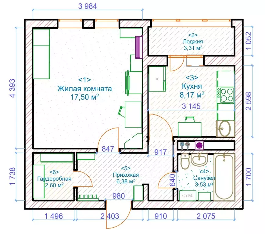 1-к кв. Московская область, Красногорск ул. Вилора Трифонова, 7 (39.93 ... - Фото 1