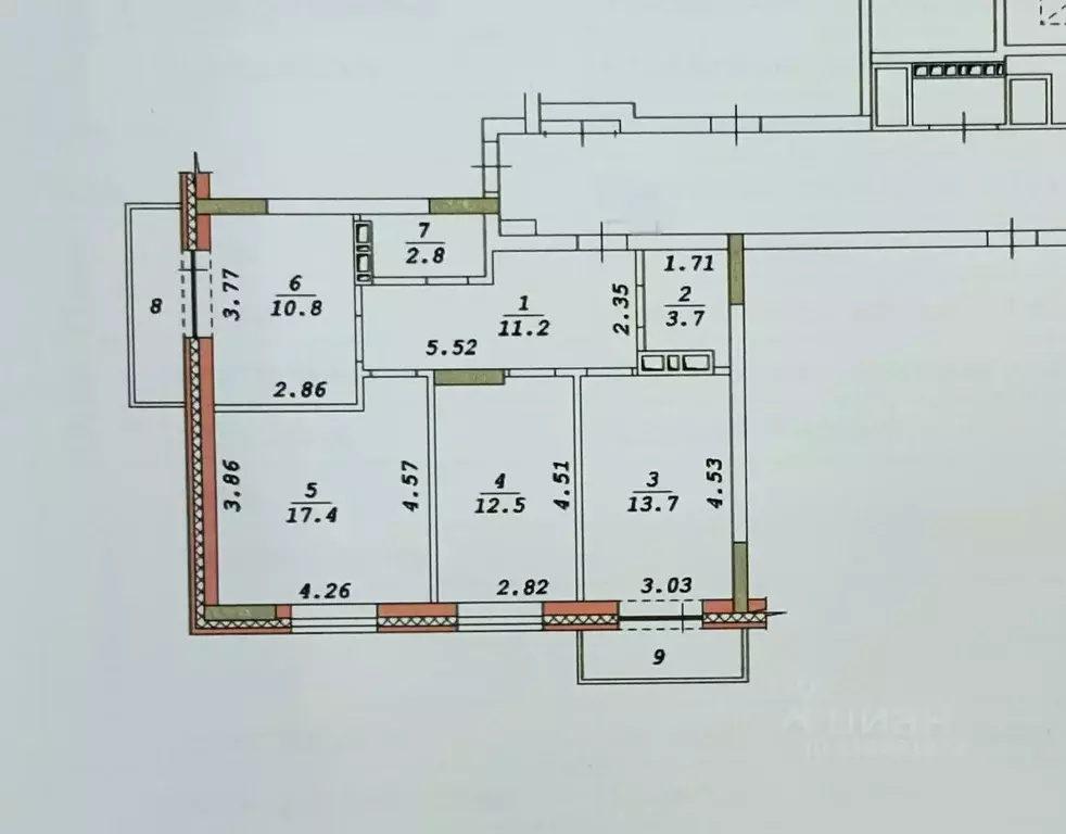 3-к кв. Новосибирская область, Новосибирск ул. Серафимовича, 20 (72.0 ... - Фото 1