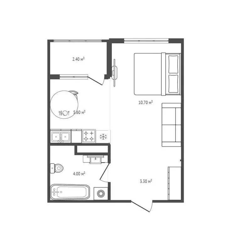 Квартира-студия: Новосибирск, Тайгинская улица, 39/1 (23.6 м) - Фото 1