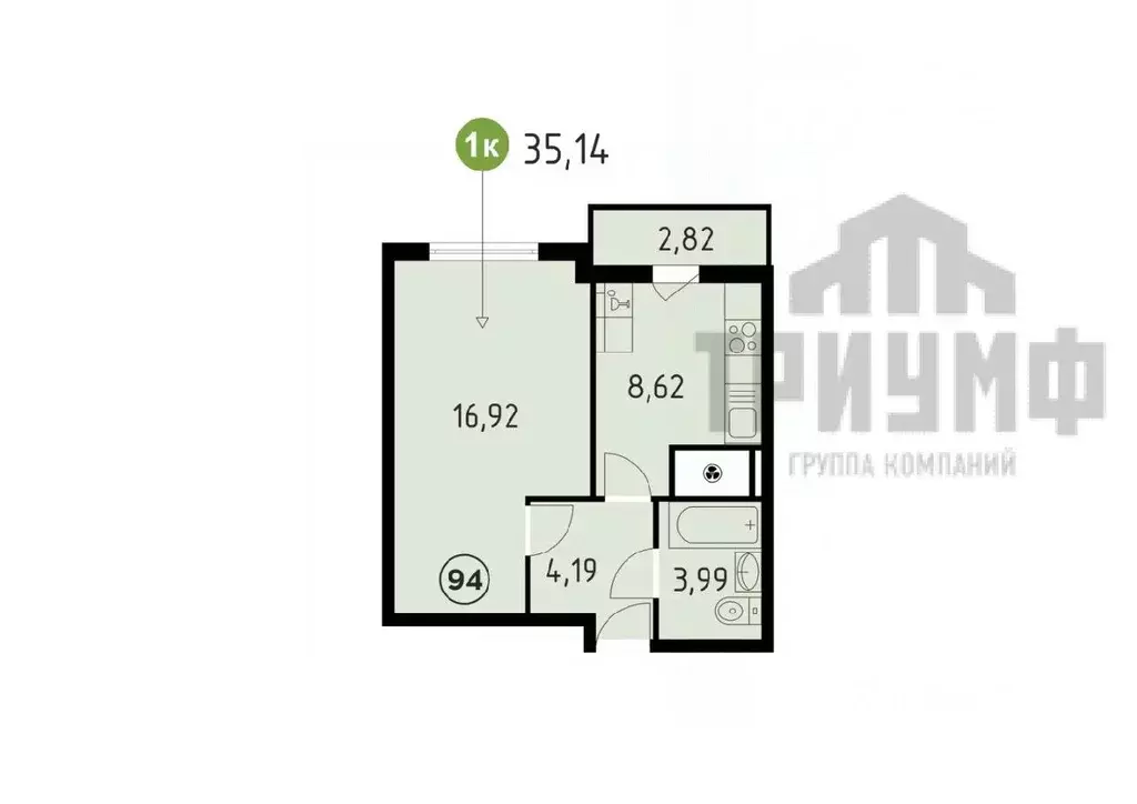 1-к кв. Нижегородская область, Кстово ул. Сутырина, 9 (35.14 м) - Фото 1