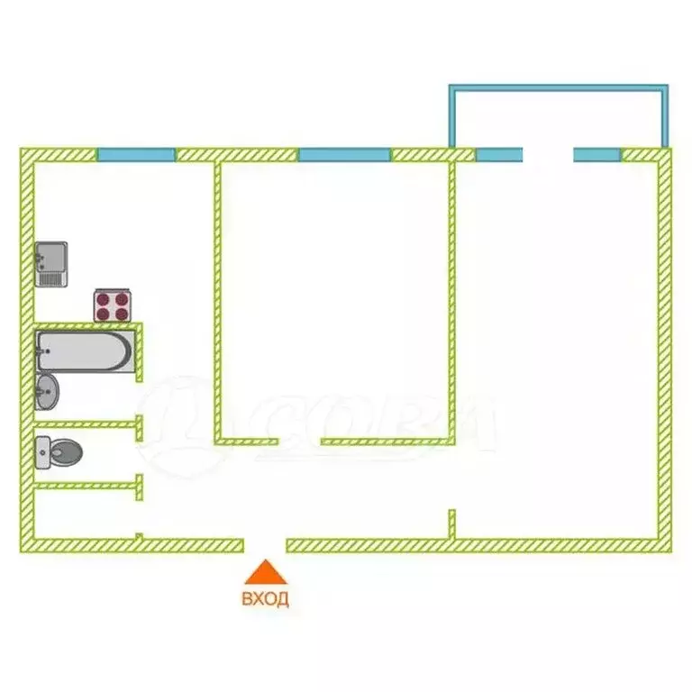 2-комнатная квартира: Тюмень, Фабричная улица, 6 (47 м) - Фото 2