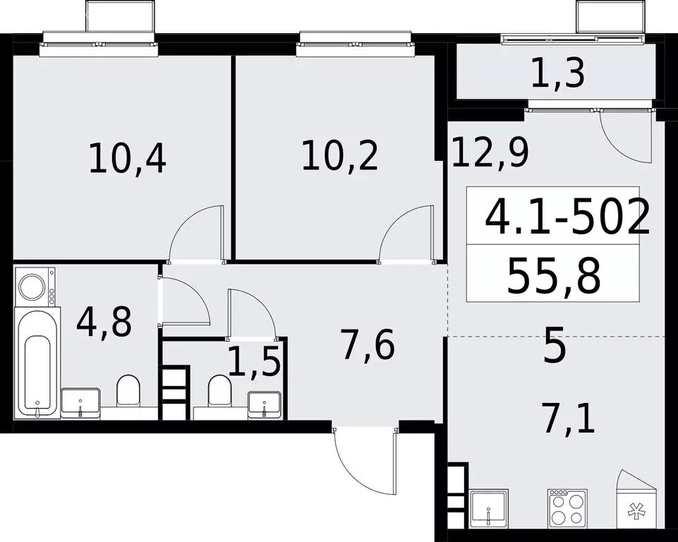 3-комнатная квартира: Москва, Бартеневская улица, 16 (55.8 м) - Фото 0