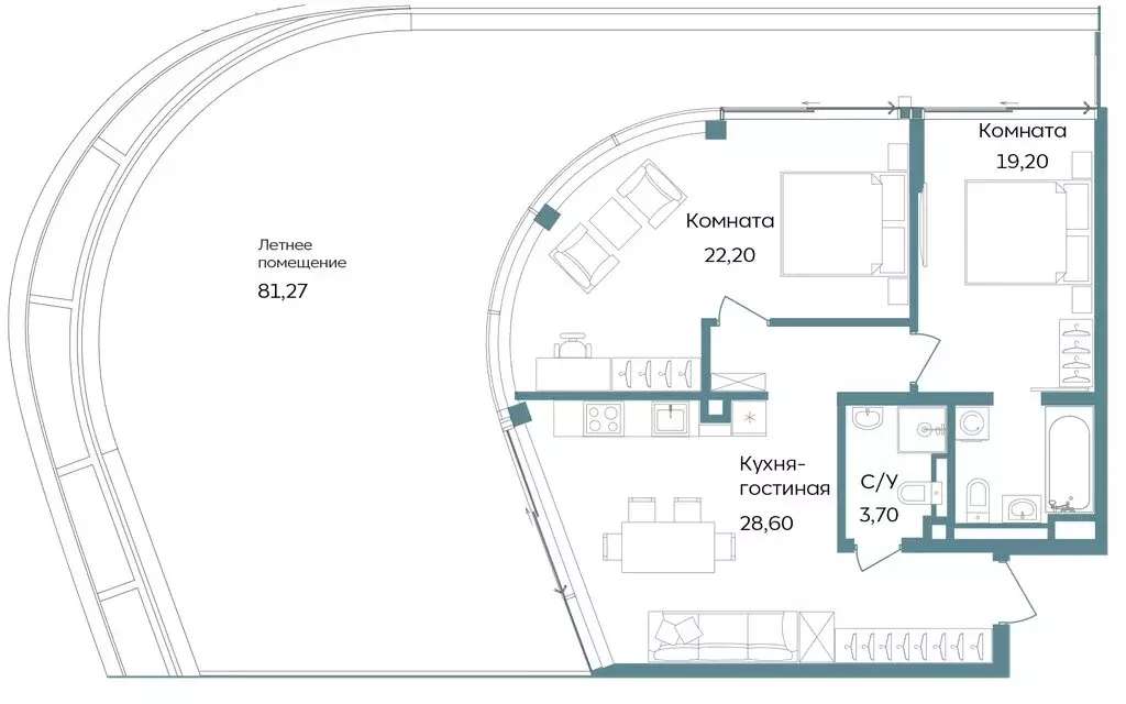 2-комнатная квартира: Республика Крым, Саки, курортный кластер Темпо ... - Фото 1