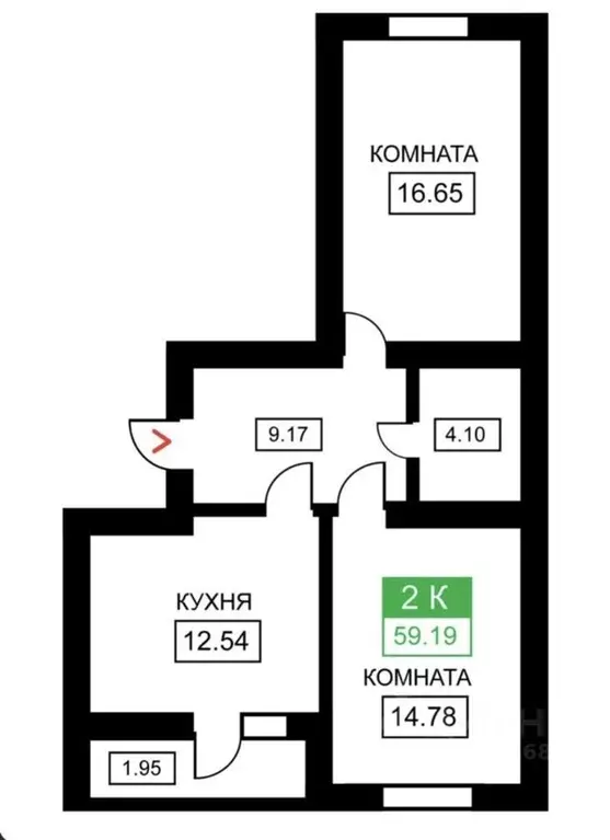 2-к кв. Краснодарский край, Краснодар ул. Летчика Позднякова, 2к10 ... - Фото 0