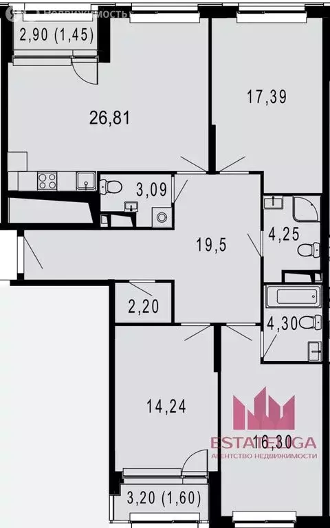 3-комнатная квартира: Москва, Небесный бульвар, 1к1 (108.1 м) - Фото 1