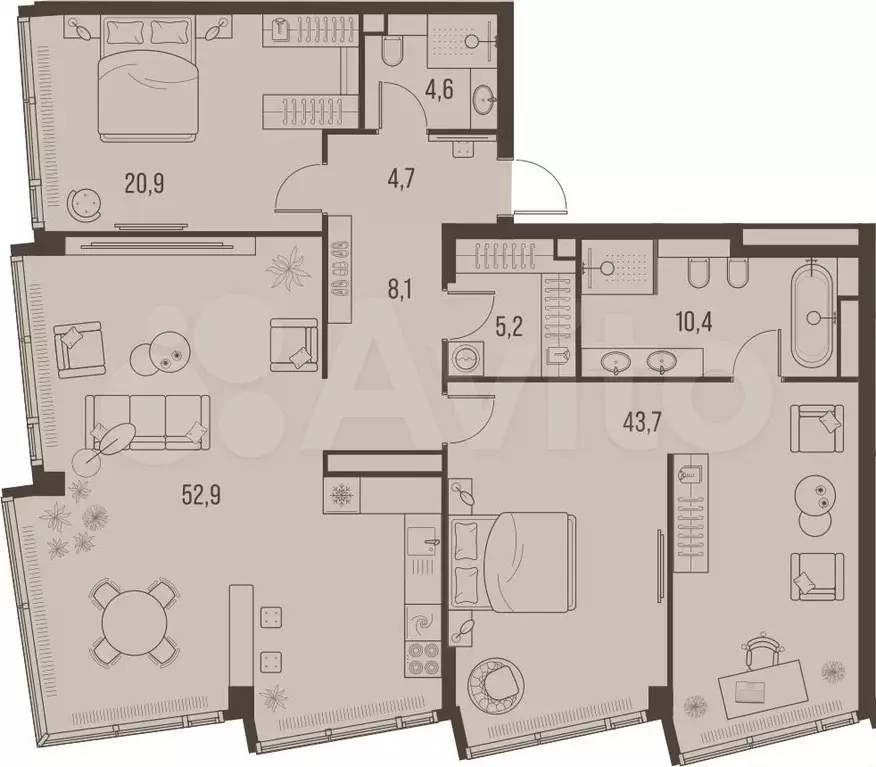 3-к. квартира, 150,5 м, 32/32 эт. - Фото 0
