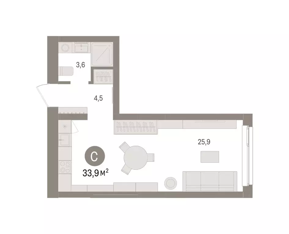 Квартира-студия: Челябинская область, Сосновский муниципальный округ, ... - Фото 2