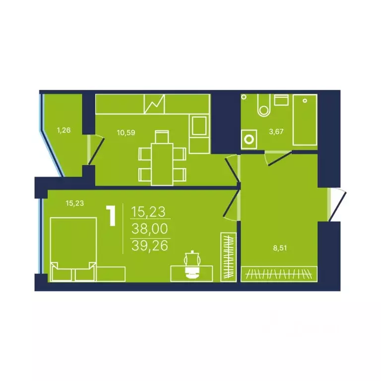 1-к кв. Башкортостан, Уфа просп. Дружбы Народов, 51 (39.3 м) - Фото 1