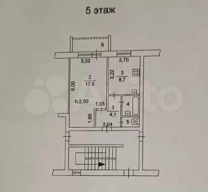 1-к. квартира, 34,2 м, 5/6 эт. - Фото 0