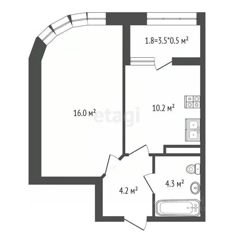1-к кв. Ростовская область, Ростов-на-Дону Левобережная ул., 6/6с2 ... - Фото 2
