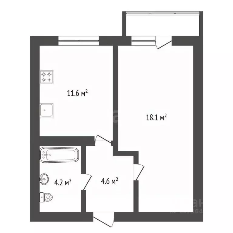 1-к кв. Амурская область, Шимановск Лесотехническая ул., 12 (38.5 м) - Фото 2