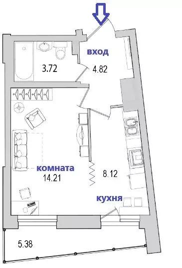 1-комнатная квартира: Санкт-Петербург, улица Кустодиева, 7к1 (36.7 м) - Фото 0