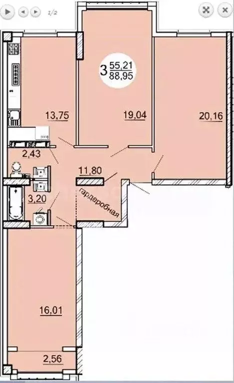 3-к кв. Севастополь ул. Челнокова, 17к1 (86.0 м) - Фото 2