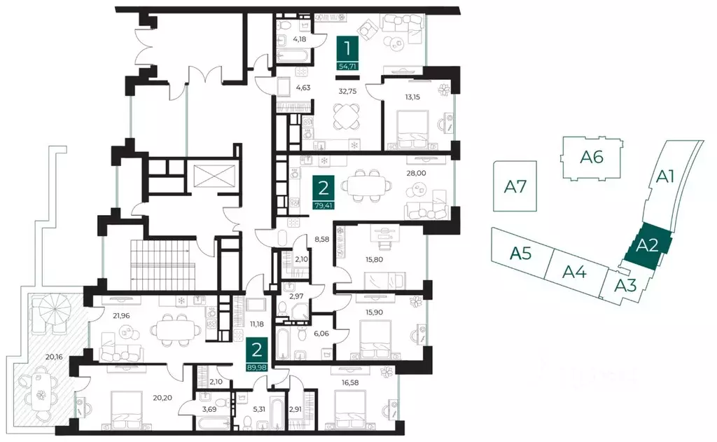 1-к кв. Рязанская область, Рязань Арт Кварталы жилой комплекс (54.71 ... - Фото 2