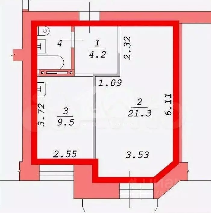 1-к кв. Новосибирская область, Новосибирск ул. Серафимовича, 24/1 ... - Фото 2