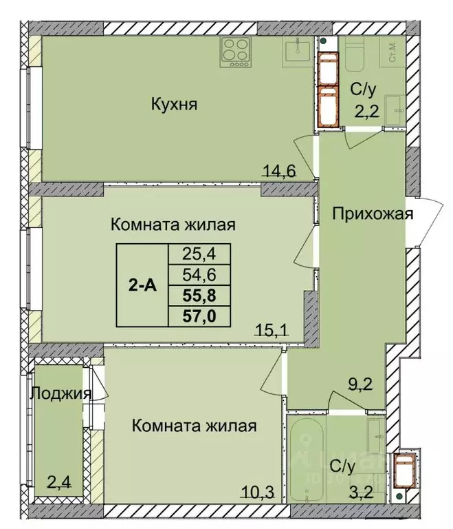 2-к кв. нижегородская область, нижний новгород 1-я оранжерейная ул. . - Фото 0