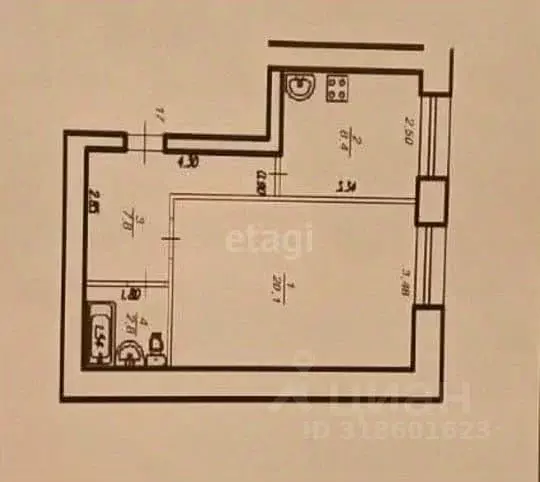 1-к кв. Башкортостан, Уфа Российская ул., 153/1 (40.0 м) - Фото 1