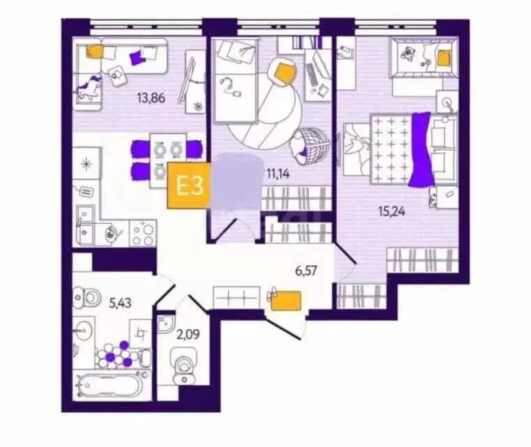 2-комнатная квартира: Тула, улица Купцов Гречихиных, 4 (54.33 м) - Фото 1