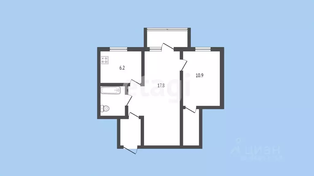 2-к кв. Карачаево-Черкесия, Черкесск ул. Горького, 2 (41.0 м) - Фото 1